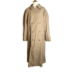 London Fog Tan Classic Trench Coat w Quilted Zip Out Black Lining - Size 40 Long